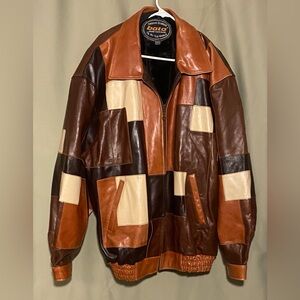Bolo  Leave Your Mark Patchwork Leather Bomber Jacket in Brown  Men 2XL